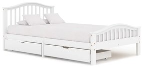 Estrutura de cama com 2 gavetas 120x200 cm pinho maciço branco