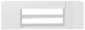 Móvel de TV com luzes LED 90x39x30 cm branco brilhante