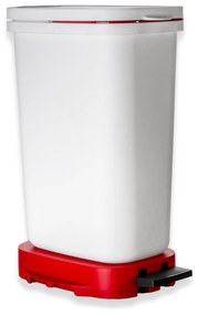 Balde Lixo Eco Branco com Base / Aro Vermelho 20l 36X25.5X50cm