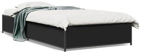 Estrutura de cama 90x190 cm derivados de madeira e metal preto