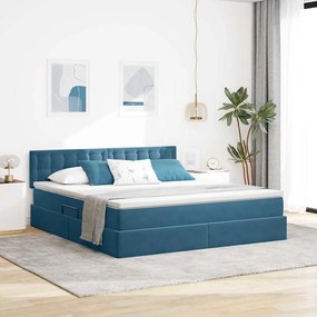 vidaXL Cama com Armazenamento Azul Escuro 180 x 200 cm Veludo