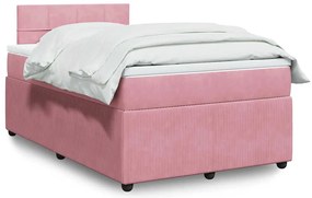 Cama boxspring com colchão 120x200 cm veludo rosa