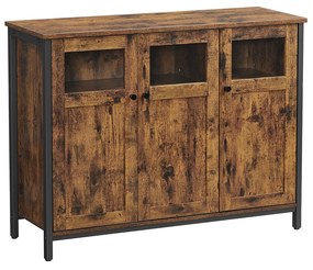 Aparador com portas de vidro e prateleiras ajustáveis | VASAGLE | 100 x 35 x 75 cm | LSC099B01.