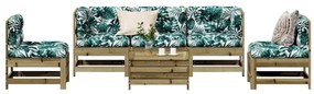 6 pcs conjunto lounge de jardim c/ almofadões pinho impregnado