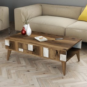 Mesa de Centro Madrid – Branco e Nogueira – 105x37,6x60 cm