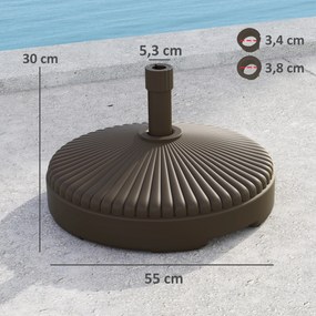 Base para Chapéu de Sol Redonda Suporte para Chapéu de Sol Preenchível com Água 23L ou Areia 28kg Ø55x30 cm Castanho