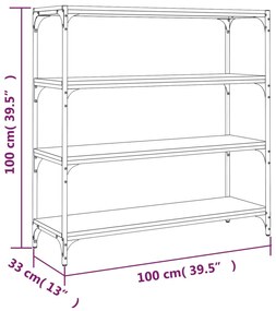 Estante 100x33x100 cm derivados madeira e aço carvalho sonoma