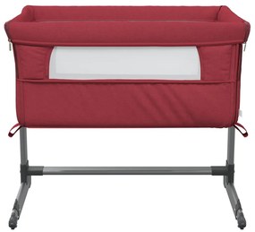 Cama de bebé com colchão tecido de linho vermelho