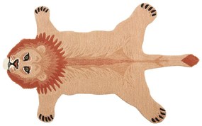 Tapete para crianças em lã creme impressão de leão 100 x 160 cm MUFASA Beliani
