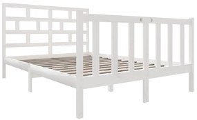 Estrutura de cama pequena casal 120x190 cm pinho maciço branco