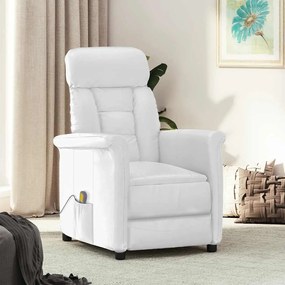 vidaXL Cadeira de massagens couro artificial branco