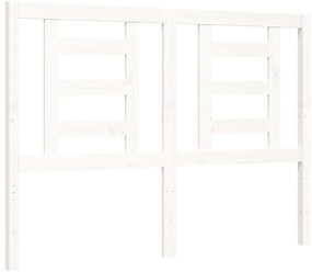 Estrutura de cama de casal c/ cabeceira madeira maciça branco