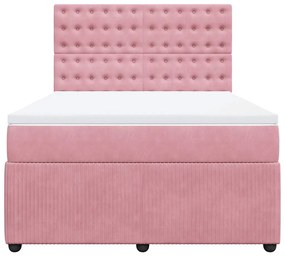 Cama com molas/colchão 160x200 cm veludo rosa