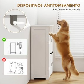 Armário de Casa de Banho Estreito com 3 Portas 2 Compartimentos Abertos Prateleira Ajustável 85x30x85 cm Branco