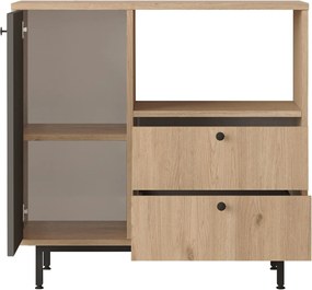 Aparador de cozinha "Toledo" - Carvalho e Antracite - 88x85x35.5cm - D