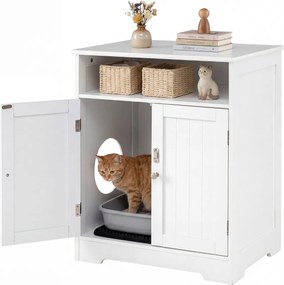 Movel para caixa de areia para gatos (NÃO INCLUIDA) 59,5 x 43,5 x 73 cm  em madeira, móvel embutido com tapete, compartimento, porta com fechadura, ca