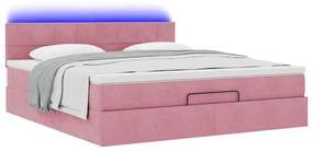 Estrutura de cama otomana com colchão 160x200 cm veludo rosa