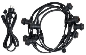 Luzes de corda pretas conectáveis com ficha 6m 10 luzes IP65 - Lubber Moderno