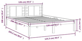 Estrutura de cama 120x200 cm pinho maciço branco