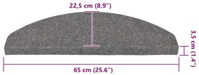 Tapetes de escada adesivos 30 pcs 65x22,5x3,5 cm cinzento