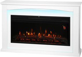 Lareira elétrica de 1000 W/2000 W 121 x 25 x 77 cm, lareira decorativa, efeito de chama com 5 níveis de luminosidade ajustáveis, branca