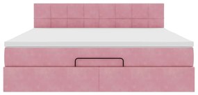 Cama otomana com colchão &amp; LEDs 180x200cm veludo rosa