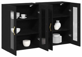 Armários de Parede 2 peças Carvalho Preto 69,5x34x90 cm Madeira Ingênu