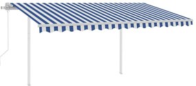 Toldo autom. LED e sensor de vento 4,5x3 m azul e branco