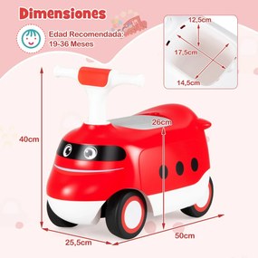 Andarilho para crianças pequenas 50 x 25,5 x 40 cm com buzina e arrumação Vermelho