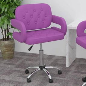 vidaXL Cadeira de jantar giratória couro artificial roxo