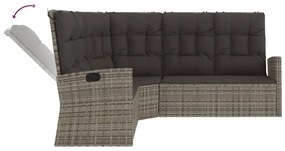 2 pcs conjunto lounge de jardim c/ almofadões vime PE cinzento
