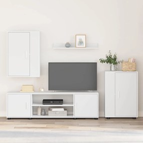 vidaXL Conjunto de móvel de TV 4 pcs Branco Madeira processada