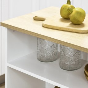 HOMCOM Mesa Alta Extensível com Lateral Dobrável Mesa de Bistró com Compartimentos de Armazenamento e 1 Porta para Cozinha Sala de Jantar 116x79,5x91 cm Branco