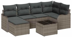 Conjunto de Sofás de Jardim de 6 Peças com Almofadas Rattan Polímero P