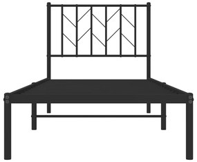 Estrutura de cama com cabeceira 80x200 cm metal preto