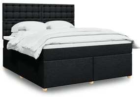 vidaXL Cama com molas/colchão 180x200 cm tecido preto