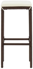 5 pcs conjunto de bar p/ jardim acácia maciça/vime PE castanho