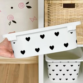 Autocolante para caixa IKEA TROFAST - Corações pretos (branco)