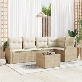 Conjunto de Sofás de Jardim vidaXL 6 Peças com Almofadas Castanho Ratt