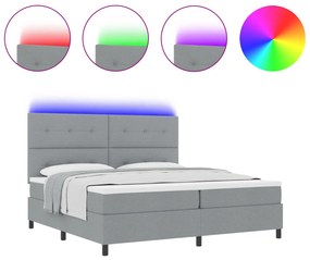 vidaXL Cama Box com colchão Cinzento-claro 200 x 200 cm tecido