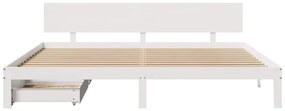 Estrutura de cama c/ gavetas 180x200 cm pinho maciça branco