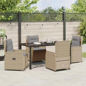 Conjunto de Jantar para Jardim 5 Peças Bege Rattan Sintético
