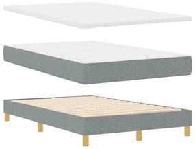 Cama Box Spring com Colchão &amp; LED Cinza Claro 120x200 cm Tecido