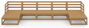 7 pcs conjunto lounge de jardim pinho maciço