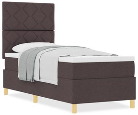 Cama Box Spring com Colchão Castanho Escuro 80x200 cm Tecido