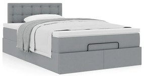 Cama otomana com colchão 120x200 cm tecido cinzento claro