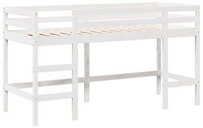 Cama alta c/ escada e telhado 90x190 cm pinho maciço branco