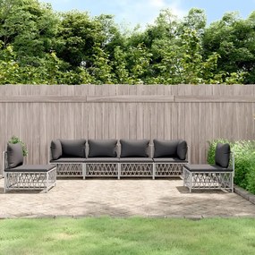 vidaXL 6 pcs conjunto lounge de jardim com almofadões aço branco