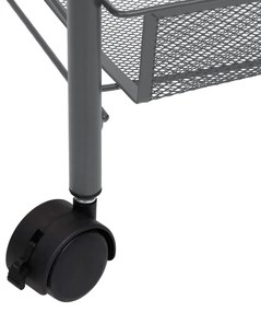 Carrinho de cozinha c/ 3 prateleiras ferro 46x26x64 cm cinzento