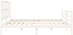 Estrutura de cama com cabeceira 200x200cm madeira maciça branco
